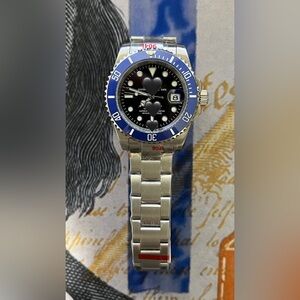 Luxury Diver Style Automatic Steel Watch Blue/Black "Cookie Monster" Colorway 40